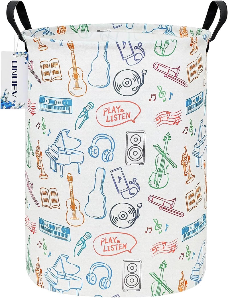 ONOEV Round waterproof laundry basket,gift basket,suitable for children's room and toy storage(musical instrument) - Image 1
